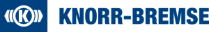 The Knorr-Bremse logo with a white K in a circle and a stylized brake symbol on a blue background, next to it the name KNORR-BREMSE in bold blue capital letters.