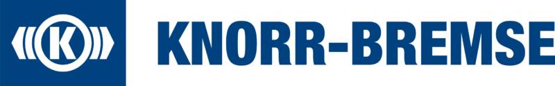 The Knorr-Bremse logo with a white K in a circle and a stylized brake symbol on a blue background, next to it the name KNORR-BREMSE in bold blue capital letters.